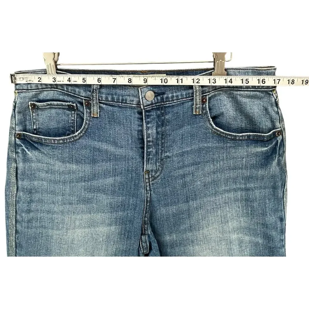 Gap‎ Best Girlfriend Ankle Jeans Womens 31 Indigo Blue Denim Gold Tuxedo Stripe